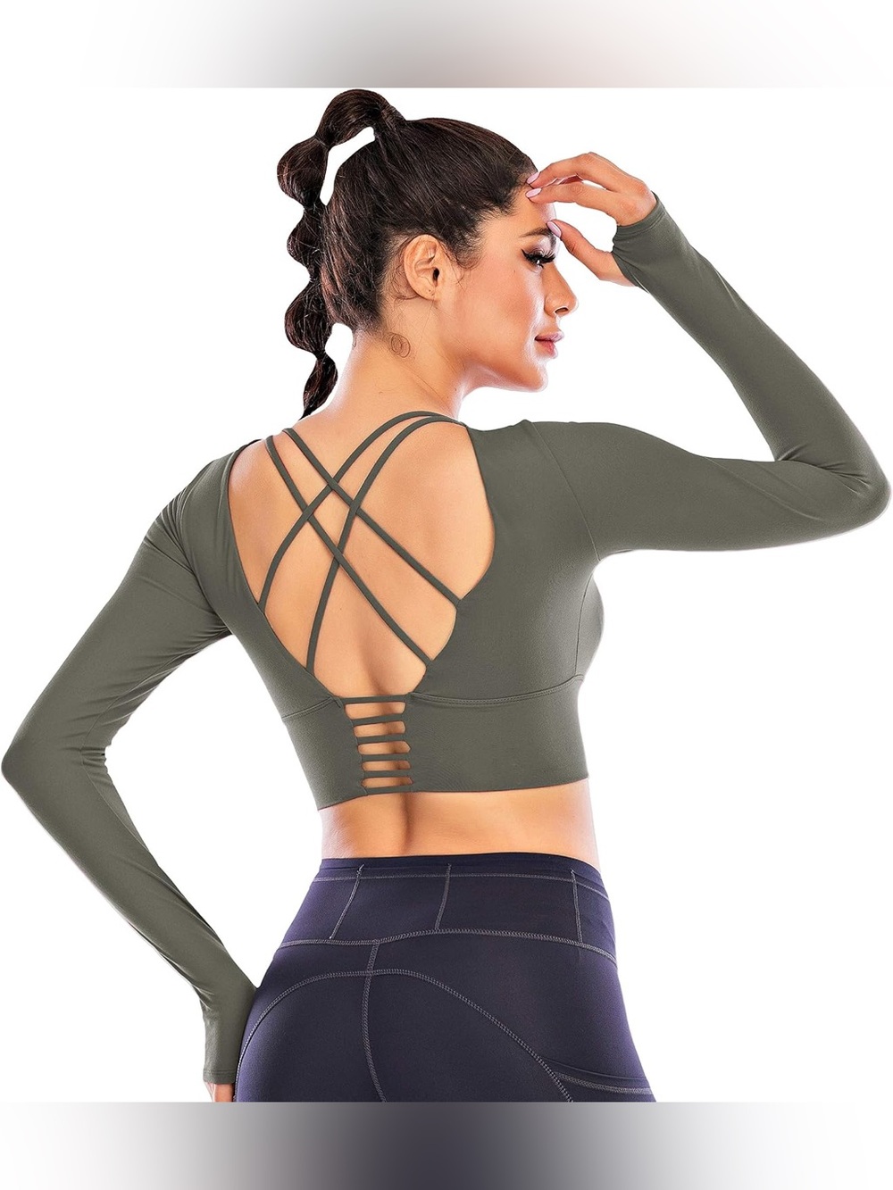 ECUPPER Women Long Sleeve Cropped Workout Top
